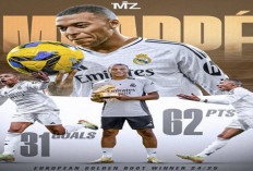 Mbappe Resmi Raih Sepatu Emas Eropa 2024/25, Mohamed Salah Cuma Cetak 1 Gol