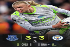 Hasil Liga Premier Inggris: Everton vs Man City 3-3, Manchester City Nyaris Tumbang