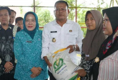 Wali Kota Arlan Serahkan Langsung Bantuan Beras CPP kepada Warga Desa Jungai Prabumulih