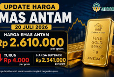 Cek Harga Emas Antam Hari Ini, 20 Juli 2026: Turun Rp4.000, Kini Dibanderol Rp2,610 Juta per Gram