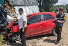  Brio dan Truk Adu Kambing di Jalinsum OKU