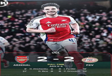 Arsenal vs PSV: Hasil Imbang 2-2, The Gunners ke Perempat Final Liga Champions!