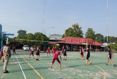 Pertandingan Bola Voli Meriahkan Peringatan Hari Bhayangkara Ke-78 di Polres Musi Rawas