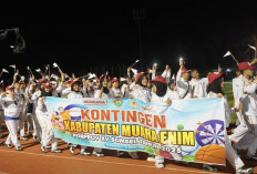 Sumarni Bakar Semangat Membara Kontingen Muara Enim di Porprov XV di Muba 