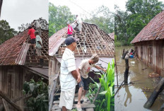 Hujan Deras Disertai Angin Kencang Robohkan Rumah Warga di Tambang Rambang Ogan Ilir