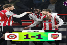 Hasil Brentford 1-1 Arsenal: Jarak dengan Man City Kini 4 Poin