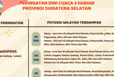 Prakiraan Cuaca Sumsel: Hujan Sedang hingga Lebat Berpeluang Terjadi di Banyak Daerah