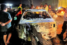 Toyota Vios Terbakar di Jalintim Tanjung Raja, Diduga Akibat Korsleting Listrik
