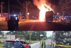 Bus Medan Jaya Terbakar di Depan Polres Muratara, Begini Kondisi Puluhan Penumpang !
