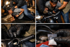 Kelabui Polisi, Kurir  Narkoba Simpan Barang Bukti dalam Stang Motor 