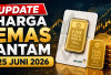 Cek Harga Emas Antam Hari Ini, 25 Juni 2026: Masih Stabil di Angka Rp2,655 Juta per Gram 