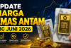 Cek Harga Emas Antam Hari Ini, 30 Juni 2026: Turun Lagi Rp15.000, Kini Rp2,630 Juta per Gram