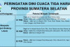 Prakiraan Cuaca Sumsel Minggu 1 Februari 2026, Hujan Sedang hingga Lebat Berpotensi Terjadi